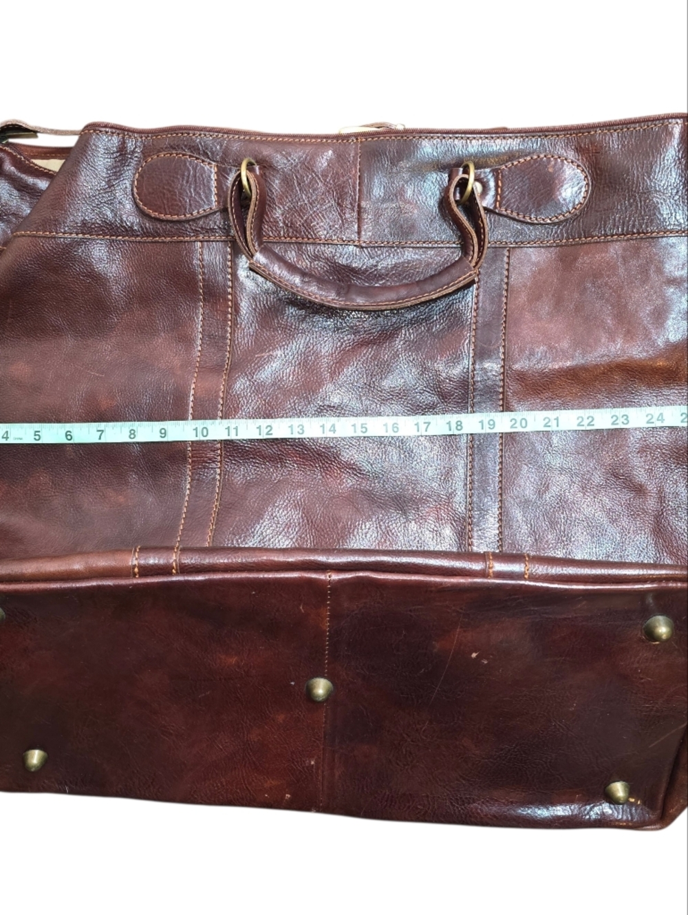 Italian Leather Duffle Bag Vero Cuoio Lavorazione Artigianale Weekender - Picture 4 of 9